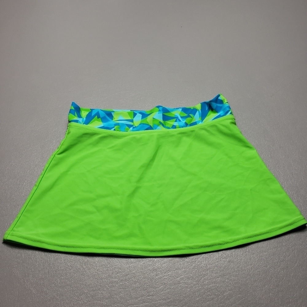 wave zone girls size small 6 green and blue swim skirt